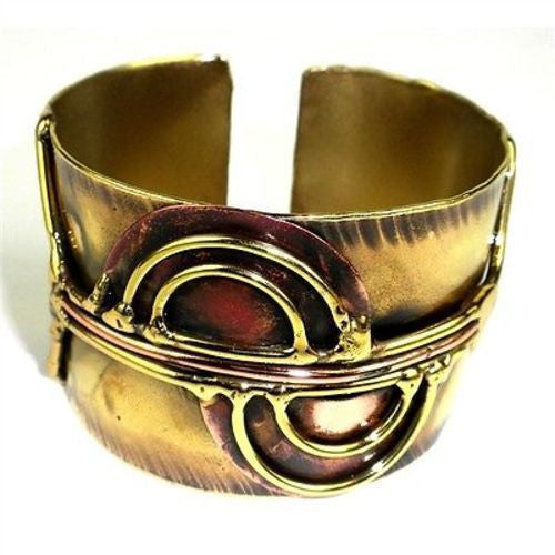 Cello Brass and Copper Cuff Handmade and Fair Trade