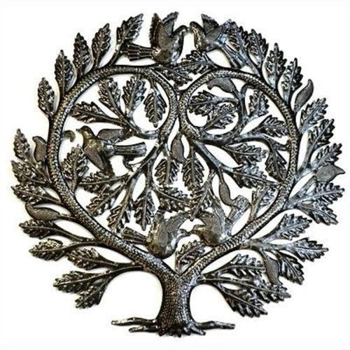 Steel Drum Art - Lovers Heart 24 inch Tree of Life Handmade and Fair Trade