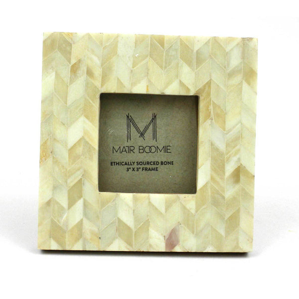 Square Chevron Pearl Bone Wood Frame 3x3 - Matr Boomie (P)