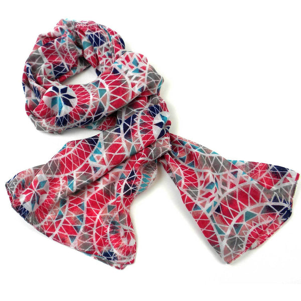 Pink Circles Polyester Scarf - Asha Handicrafts