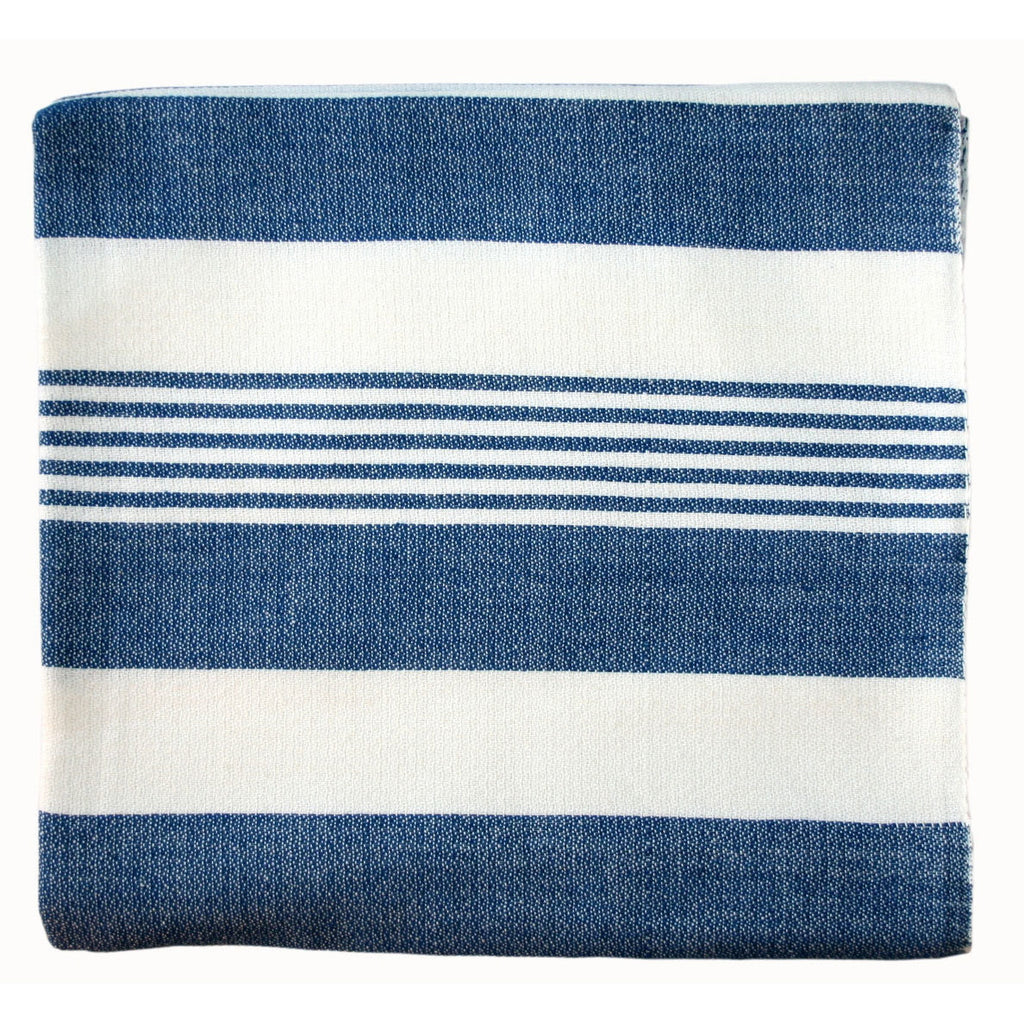 Navy Stripes Cotton Beach Throw - Sustainable Threads (L)