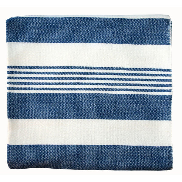 Navy Stripes Cotton Beach Throw - Sustainable Threads (L)