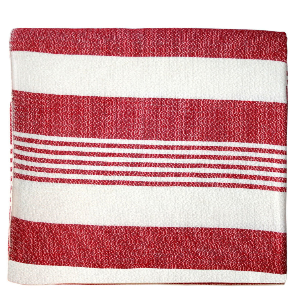 Red Stripes Cotton Beach Throw - Sustainable Threads (L)
