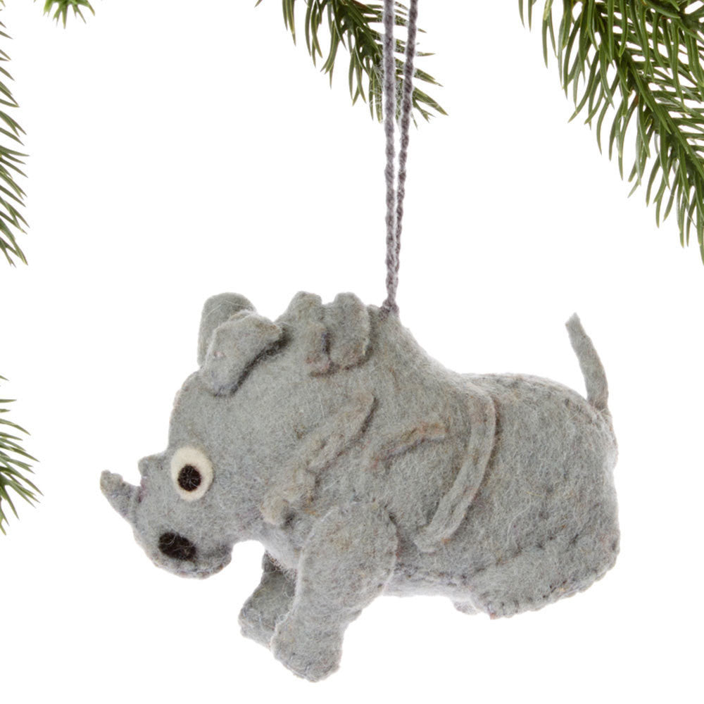 Rhino Felt Holiday Ornament - Silk Road Bazaar (O)