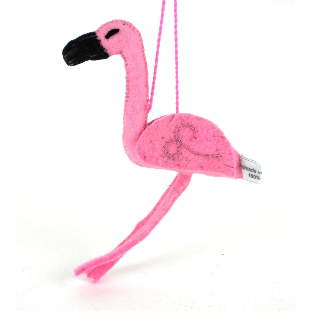 Flamingo Felt Holiday Ornament - Silk Road Bazaar (O)