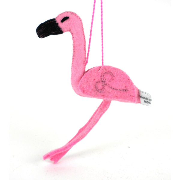 Flamingo Felt Holiday Ornament - Silk Road Bazaar (O)